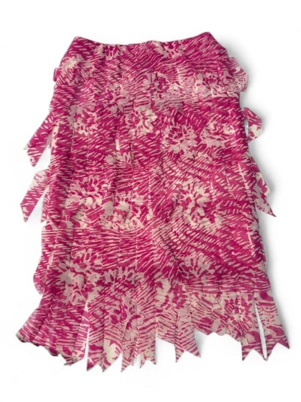 Tadashi vintage floral pink fringe midi skirt